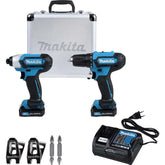 Kit de destornillador y taladro de impacto con batería Biv Makita de 12 V